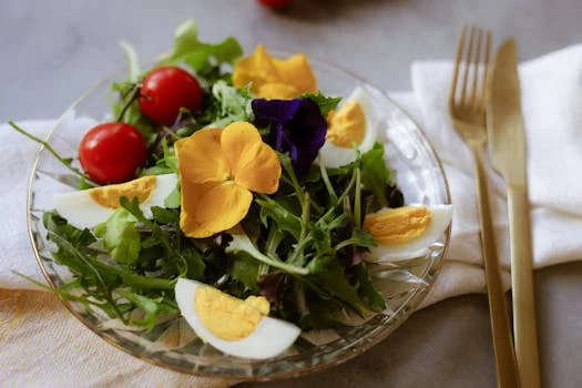 fresh salad with mixed greens and vegetables